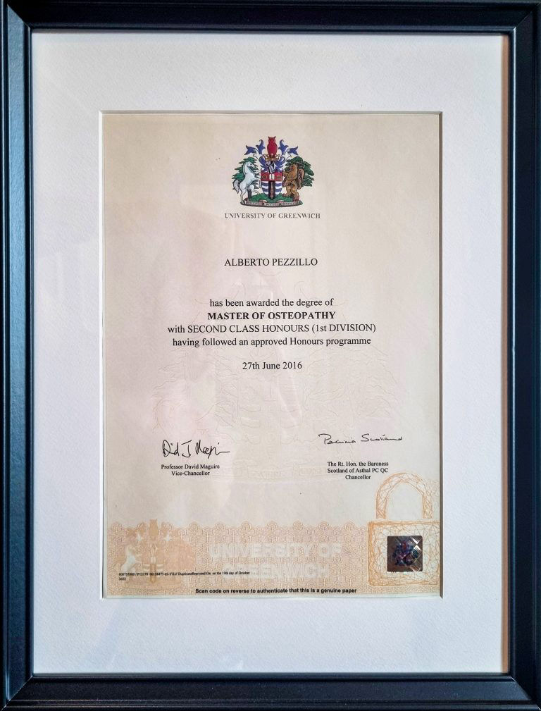 certificato osteopata pezzillo alberto osteopatia